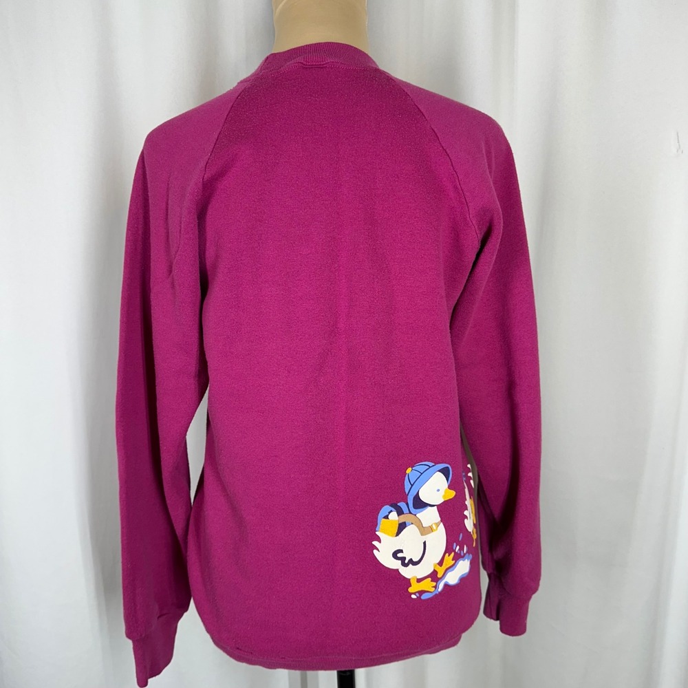 Vintage 80s Jerzees Goose Sweatshirt M 38-40 Pink Cottagecore USA Made READ - Picture 3 of 10